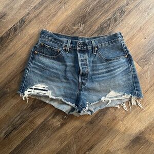 Levi's Blue Distressed Jean Shorts